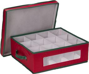 img 3 attached to Holiday China Dinnerware Storage Chest: Keep Your Coffee Mugs Secure in this Red Canvas Chest with Removable Lid and Green Trim - Household Essentials 538RED