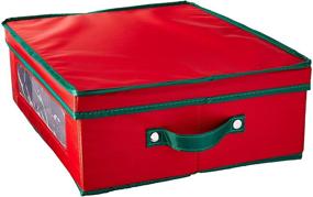 img 4 attached to Holiday China Dinnerware Storage Chest: Keep Your Coffee Mugs Secure in this Red Canvas Chest with Removable Lid and Green Trim - Household Essentials 538RED