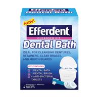 efferdent denture bath kit with cleanser tablets, brush, and case - 4 count (1 pack) logo