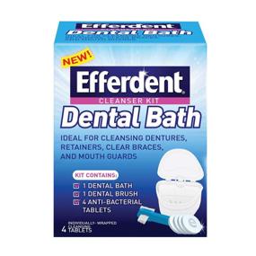 img 4 attached to Efferdent Denture Bath Kit with Cleanser Tablets, Brush, and Case - 4 Count (1 Pack)
