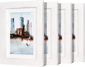 img 4 attached to 🖼️ Annecy 5x7 Picture Frame (4 Pack, Washed White) - Premium Solid Wood Frame with Real Glass for 4x6 Photos - Versatile Wall Mount & Table Top Display