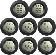 🌡️ versatile 8-piece mini digital hygrometer thermometer for indoor/outdoor monitoring - ideal for greenhouse, home, kitchen - lcd display - black logo