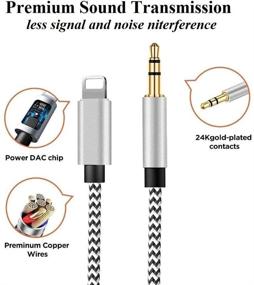 img 3 attached to 🔌 Сертифицированный кабель Lightning to 3.5mm Audio Apple Mfi - Аудио-кабель AUX из нейлона для iPhone 12/11/XS/XR/X/iPad для автомобиля/домашнего стерео - 3,3 фута, серебристый.