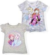 👚 frozen disney girls' 2-pack t-shirts with knotted shirt and ruffle sleeve top logo