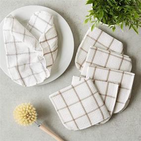 img 2 attached to 🧽 Набор тряпок DII для мытья посуды коллекции Windowpane Dishrag Set размером 12x12 дюймов, бело-серый полосатый, 6 штук в упаковке