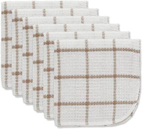 img 4 attached to 🧽 Набор тряпок DII для мытья посуды коллекции Windowpane Dishrag Set размером 12x12 дюймов, бело-серый полосатый, 6 штук в упаковке