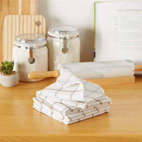 img 1 attached to 🧽 Набор тряпок DII для мытья посуды коллекции Windowpane Dishrag Set размером 12x12 дюймов, бело-серый полосатый, 6 штук в упаковке
