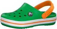 crocs kids' clog in grass green, white, and blazing orange, size 5 uk child logo