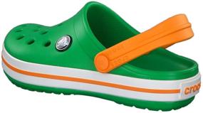 img 2 attached to Crocs Kids' Clog in Grass Green, White, and Blazing Orange, Size 5 UK Child