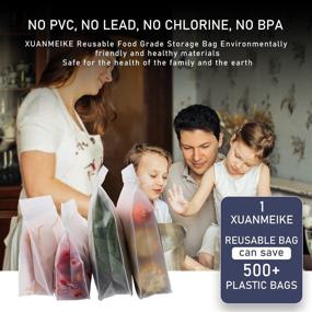 img 3 attached to 10 Pack of Leakproof Thicken Reusable Freezer Bags - No BPA, Zipper Closure. Includes 3 Gallon Freezer Bags, 4 Sandwich Lunch Bags, and 3 Children’s Snack Bags.