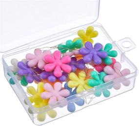 img 4 attached to Convenient TecUnite 30-Piece Multicolor Plastic Flower Head Wire Loop Needle Threader with Clear Box – Simplify Your Sewing Experience!