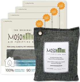img 4 attached to MOSO NATURAL: 200g Original Air Purifying Bag (4 Pack) for Cars, Closets, Bathrooms, Pet Areas - Unscented, Chemical-Free Charcoal Odor Eliminator