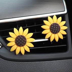 img 1 attached to 🌻 Set of 4 UUYYEO Car Air Freshener Vent Clips - Sunflower Auto Decorations for Air Conditioner Outlets