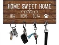 🔑 rustic key holder for wall: his, hers, ours, paws - farmhouse home decor key hooks and sweet home sign логотип