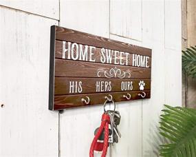 img 2 attached to 🔑 Rustic Key Holder for Wall: His, Hers, Ours, Paws - Farmhouse Home Decor Key Hooks and Sweet Home Sign