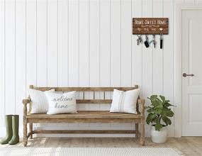 img 1 attached to 🔑 Rustic Key Holder for Wall: His, Hers, Ours, Paws - Farmhouse Home Decor Key Hooks and Sweet Home Sign