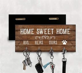 img 3 attached to 🔑 Rustic Key Holder for Wall: His, Hers, Ours, Paws - Farmhouse Home Decor Key Hooks and Sweet Home Sign