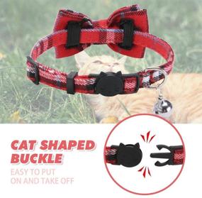 img 1 attached to 🐱 Pack of 3 Classic Plaid Kitten Collars with Removable Cat Bow Tie - Breakaway Bowtie Collars for Cats and Kittens, Adjustable from 8-11 Inches, Bell Included