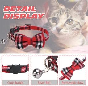 img 2 attached to 🐱 Pack of 3 Classic Plaid Kitten Collars with Removable Cat Bow Tie - Breakaway Bowtie Collars for Cats and Kittens, Adjustable from 8-11 Inches, Bell Included