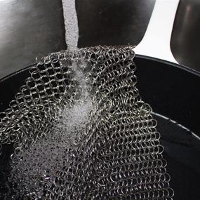 img 1 attached to 🧼 Cusfull Premium 7 x 7 Inch Stainless Steel Chainmail Scrubber for Kitchen Cast Iron Cleaning