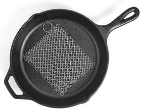 img 3 attached to 🧼 Cusfull Premium 7 x 7 Inch Stainless Steel Chainmail Scrubber for Kitchen Cast Iron Cleaning