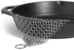 img 2 attached to 🧼 Cusfull Premium 7 x 7 Inch Stainless Steel Chainmail Scrubber for Kitchen Cast Iron Cleaning