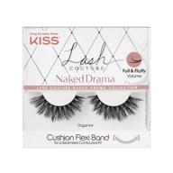 коллекция ресниц kiss lash couture naked drama: полный и объемный объем 3d искусственные ресницы из меха с подушечной гибкой основой и технологией разделенных кончиков, многоразовые и дружественные к контактным линзам - стиль органза, 1 пара. логотип