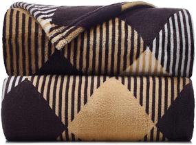 img 4 attached to 🔥 Malinad Plaid Blanket Twin Size - Premium Buffalo Flannel Fleece - Black, White & Taupe - Soft & Cozy - 60x80 Inches - Ideal for Bed, Sofa, Couch