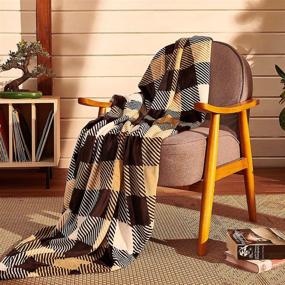 img 1 attached to 🔥 Malinad Plaid Blanket Twin Size - Premium Buffalo Flannel Fleece - Black, White & Taupe - Soft & Cozy - 60x80 Inches - Ideal for Bed, Sofa, Couch