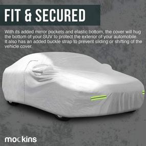 img 2 attached to Mockins 190" x 75" x 60" 190T Silver Polyester Car Cover with Zipper Door: All-Weather Protection for Your Vehicle