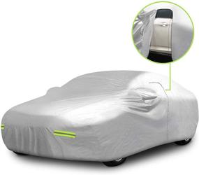 img 4 attached to Mockins 190" x 75" x 60" 190T Silver Polyester Car Cover with Zipper Door: All-Weather Protection for Your Vehicle