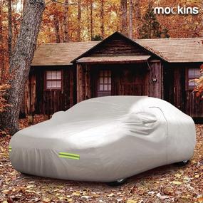 img 1 attached to Mockins 190" x 75" x 60" 190T Silver Polyester Car Cover with Zipper Door: All-Weather Protection for Your Vehicle