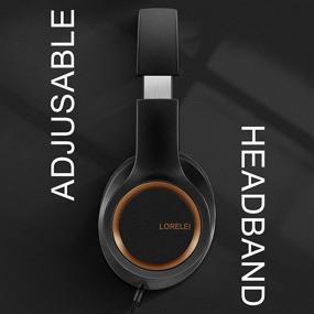 img 3 attached to 🎧 Наушники LORELEI X8 Over-Ear с микрофоном - провод длиной 1,45 м из нейлона без запутывания и разъемом 3,5 мм - легкие складные и портативные наушники для смартфона, планшета, компьютера, Mp3 / 4 (черно-золотые)