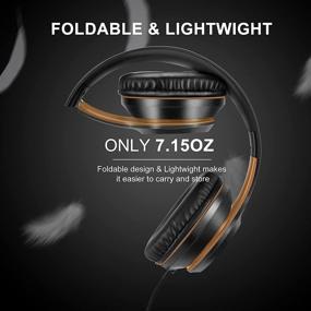 img 2 attached to 🎧 Наушники LORELEI X8 Over-Ear с микрофоном - провод длиной 1,45 м из нейлона без запутывания и разъемом 3,5 мм - легкие складные и портативные наушники для смартфона, планшета, компьютера, Mp3 / 4 (черно-золотые)