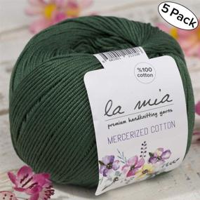 img 1 attached to 🍃 Super Soft Dark Green 100% Mercerized Cotton Baby Yarn - 5 Balls, 8.8 Oz Total