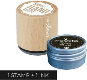 img 3 attached to 🖌️ Woodies Handmade Wooden Rubber Stamp Set with Deep Dark Ink Pad – Perfect for DIY Crafts and Home Businesses