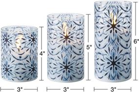 img 3 attached to 🕯️ Eywamage Blue Snowflakes Glass Flameless Candles: Remote Control, Flickering Realism, Fall Decor, D 3" H 4" 5" 6