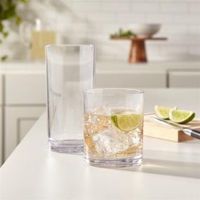 img 3 attached to 🥤 Premium Quality 8-Piece Plastic Tumblers Set - Classic Design, 4 Each: 12-Ounce and 16-Ounce