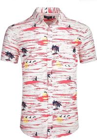 img 4 attached to NUTEXROL Men's Hawaiian Shirts: Stylish Palm Tree Printed Beach Wear