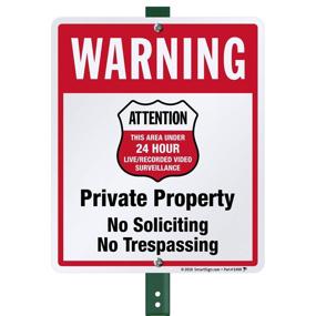 img 4 attached to Warning Private Property No Soliciting Trespassing Sign