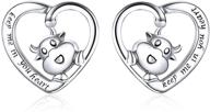 💕 s925 sterling silver small stud earrings: engraved heart wedding earrings for women and girls - keep me in your heart little cow studs, eternity love heart fashion jewelry, ideal gifts for sensitive ears logo