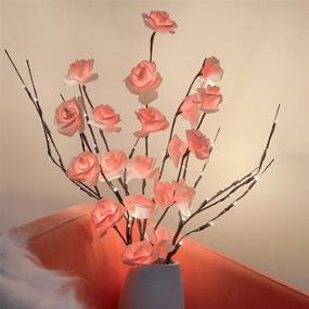 img 3 attached to 🎄 Add Festive Charm with Christmas Decorations: Rose Lamp with Battery-Operated Table Lamp - Esova Lighted Branches and Flowers 3 Pack, 60 LEDs - Ideal Lights for Bedroom Decor (Vase Not Included)