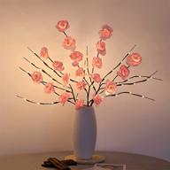 🎄 add festive charm with christmas decorations: rose lamp with battery-operated table lamp - esova lighted branches and flowers 3 pack, 60 leds - ideal lights for bedroom decor (vase not included) логотип