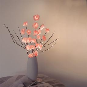 img 1 attached to 🎄 Add Festive Charm with Christmas Decorations: Rose Lamp with Battery-Operated Table Lamp - Esova Lighted Branches and Flowers 3 Pack, 60 LEDs - Ideal Lights for Bedroom Decor (Vase Not Included)