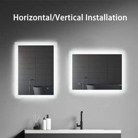 img 1 attached to 🪞 32 x 24 inch LED Bathroom Mirror Wall Mounted Vanity Mirror with Lights - Anti-Fog, Dimmable, Smart Mirror for Bathroom Makeup - Touch Switch, Horizontal & Vertical