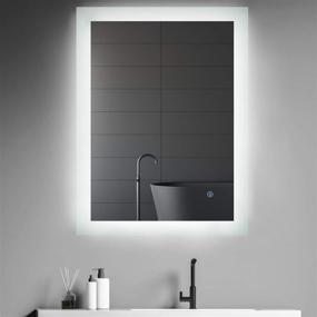 img 4 attached to 🪞 32 x 24 inch LED Bathroom Mirror Wall Mounted Vanity Mirror with Lights - Anti-Fog, Dimmable, Smart Mirror for Bathroom Makeup - Touch Switch, Horizontal & Vertical