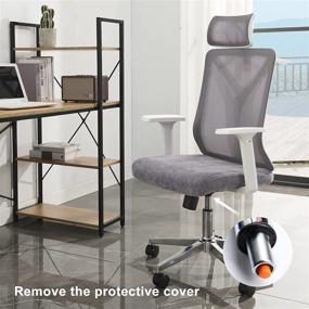 img 3 attached to 💺 Molblly Ergonomic Office Chair | Mesh High-Back Swivel Executive Chair | Height Adjustable & Soft Foam Seat Cushion | Thick Seat with Adjustable Lifting Headrest & Hanger | White | Home Office Computer Chair