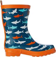 👦 adorable hatley boys' toddler printed rain boots (1-4 years) - stylish and waterproof! logo