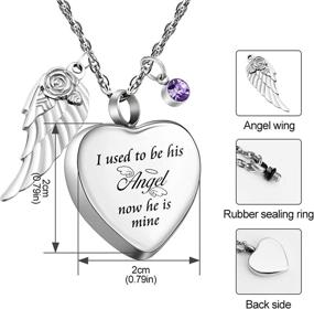 img 1 attached to Dletay Heart Cremation Necklace for Ashes Angel Wing Urn Necklace with 12 Birthstones - Once an Angel of Love, Now Forever Caring