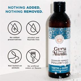 img 2 attached to GuruNanda Advanced Formula Oil Pulling with Tongue Scraper - Natural Coconut Oil Mouthwash for Bad 🌴 Breath, Healthy Gums & Teeth - Enriched with Essential Oils & Vitamins D, E (8 Fl Oz)